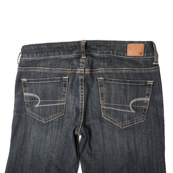 American Eagle Outfitters Hipster Flare Jeans Retro Lower Rise Dark Blue Denim 6 - Picture 7 of 9